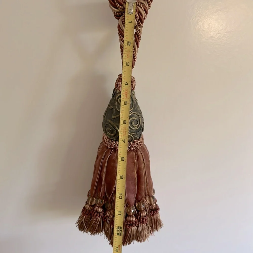 Large Brown Vintage Tassel Tieback Rope Beads Design Decorative Curtain Drapery